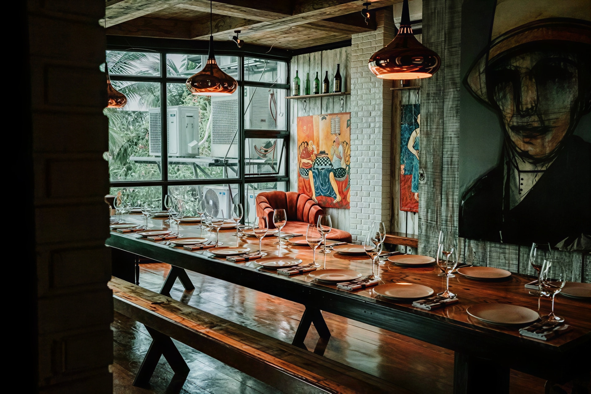 The Third Floor at Dr. Wine — long table set for dinner